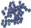 50 6mm Faceted Montana Blue AB Firepolish Beads